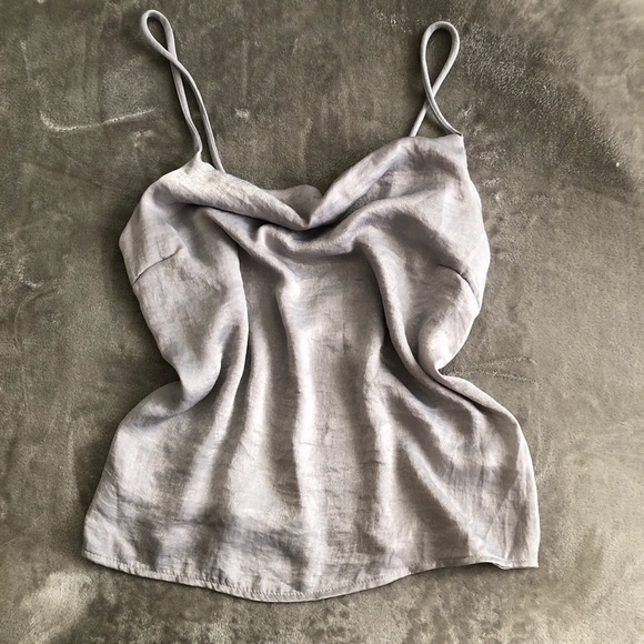 Persaya Women’s Silver cowl neck tank top size Medium Stretch Party Date - Picture 1 of 3